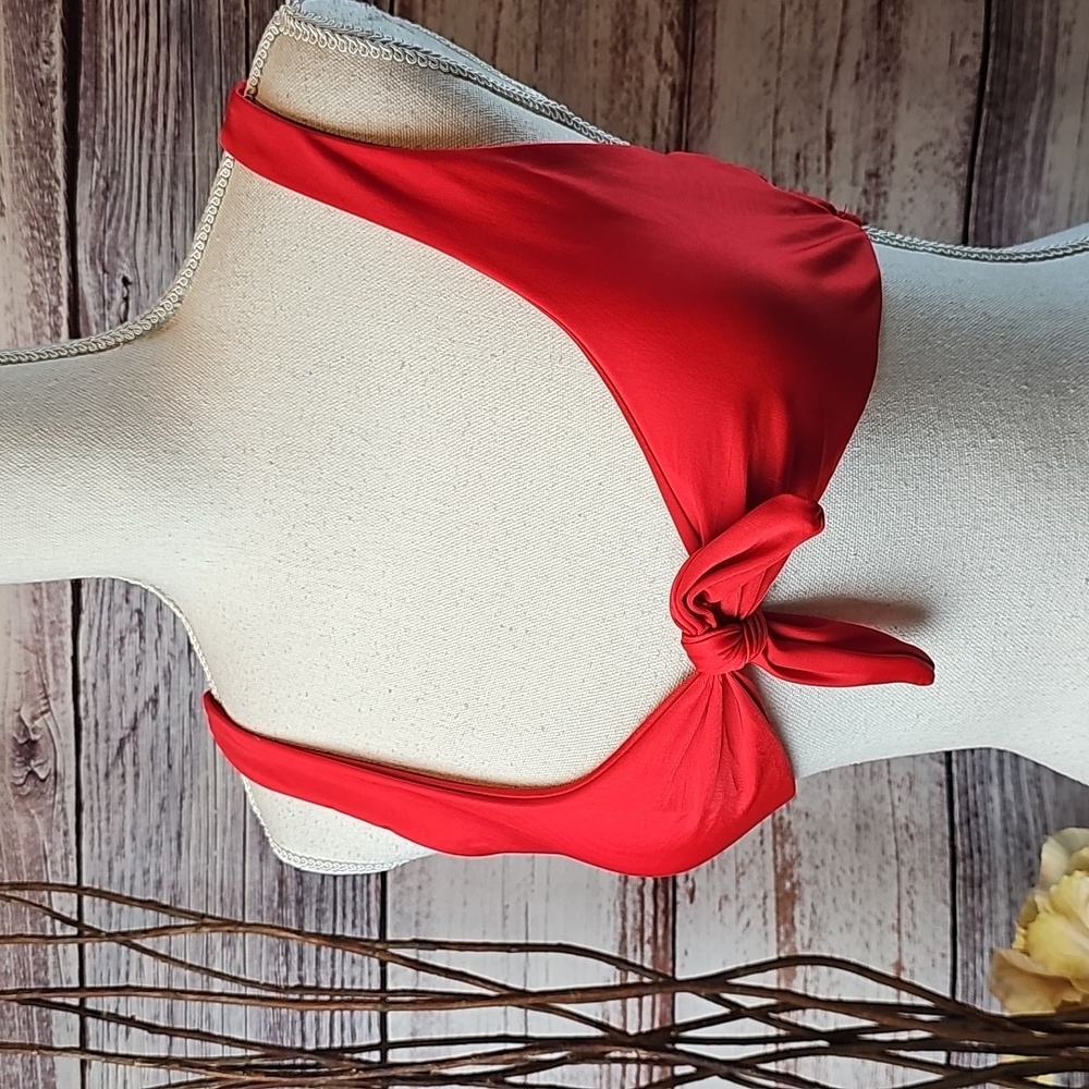 NWT ZAFUL RED STRETCH TIE FRONT BIKINI TOP